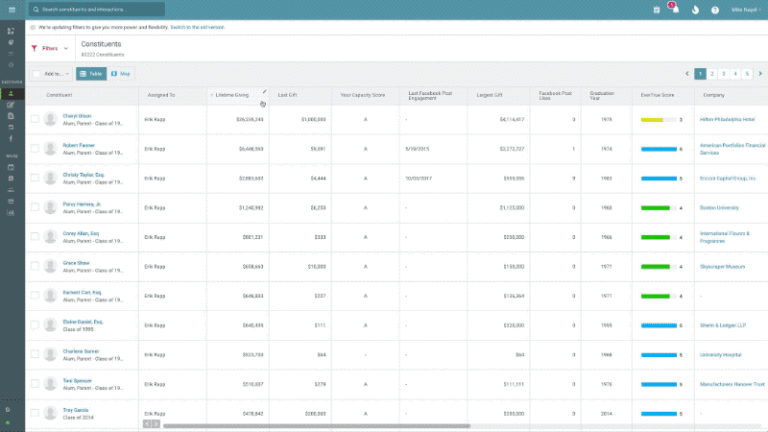 Edit column view in EverTrue