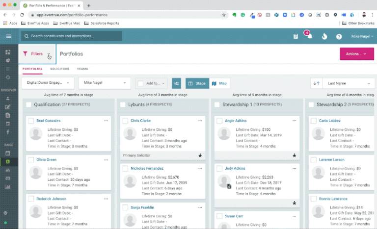 Portfolio filters in EverTrue