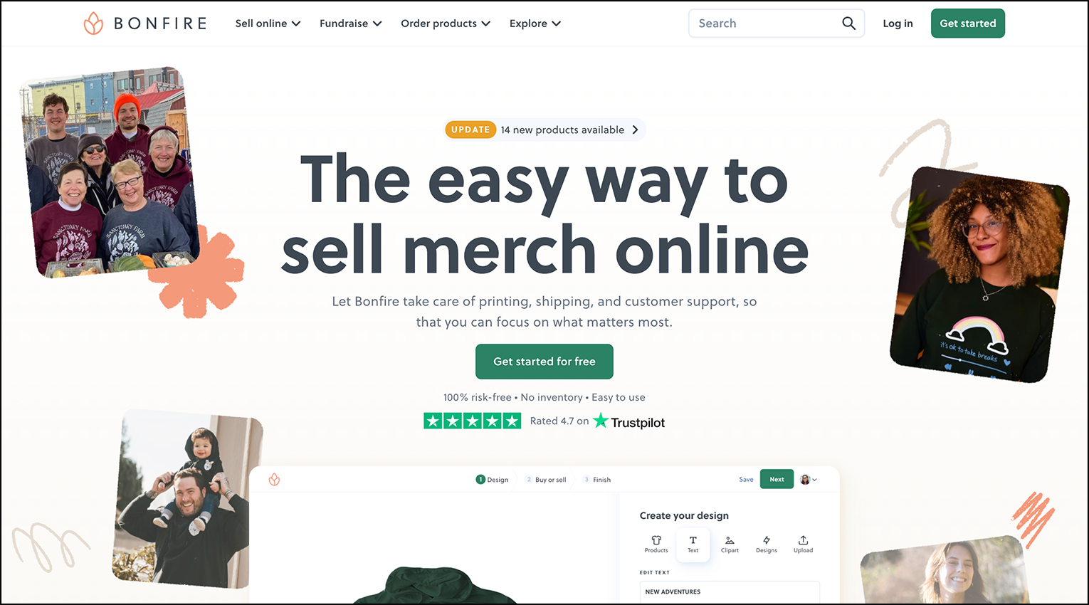 A screenshot of fundraising software Bonfire's homepage