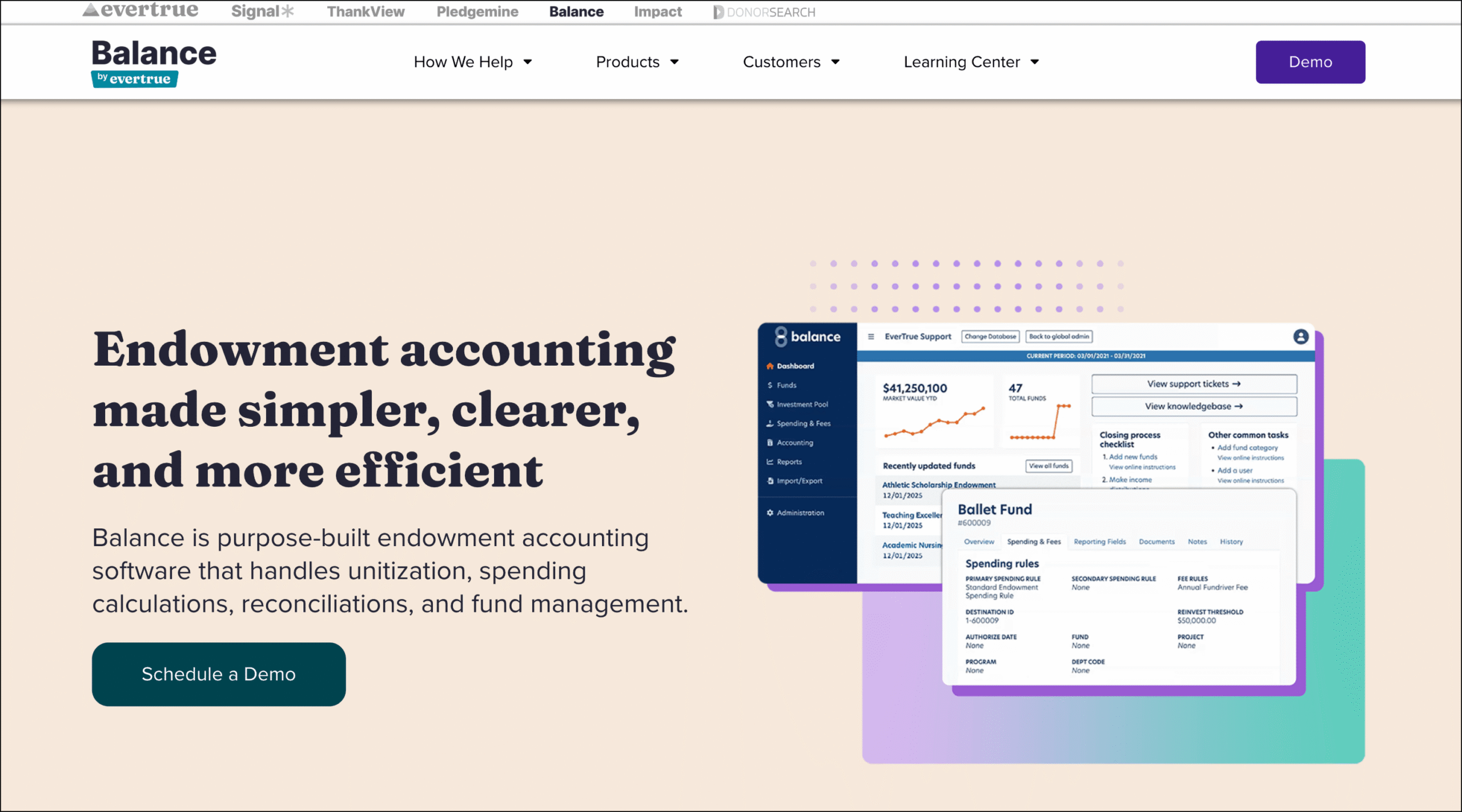 A screenshot of the Balance product page.